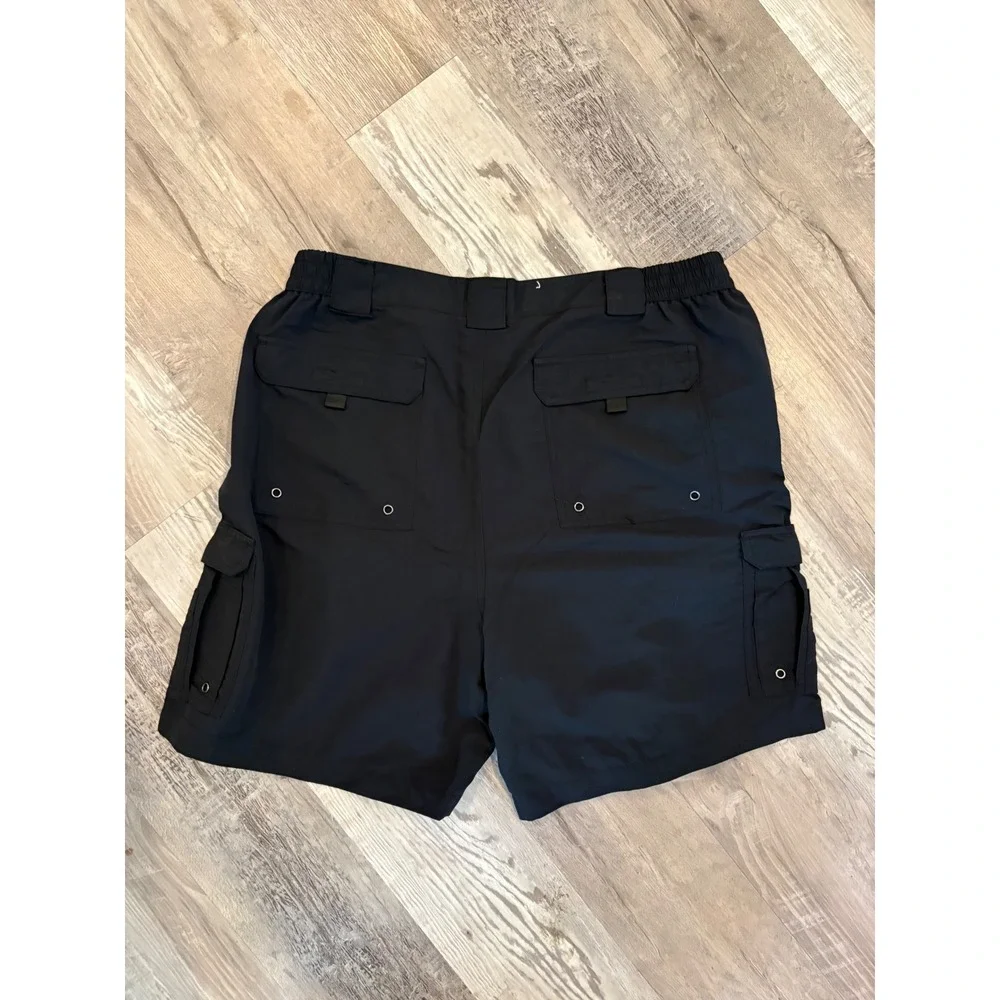 Hook & Tackle Beer Can Island Fishing Cargo Shorts Mens 40 Black Nylon Outdoor